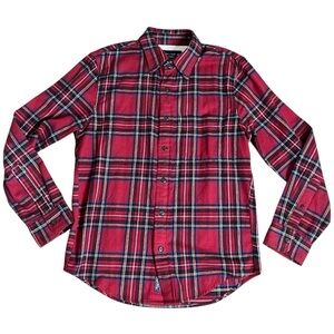 ABERCROMBIE & FITCH Flannel Plaid Button Down Shirt With Long Sleeves Red Sz XS